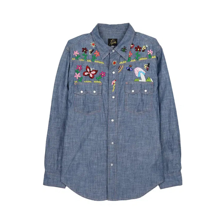 [BUNJANG] Needles Western Shirt Cotton Chambray Blue XS / [XS] 니들스 웨스턴 셔츠 코튼 샴브레이 블루