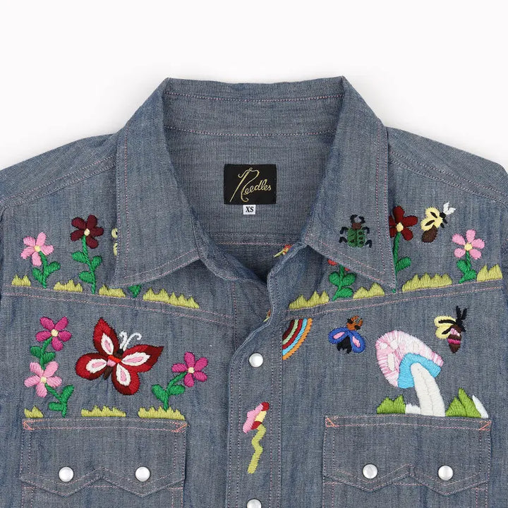 [BUNJANG] Needles Western Shirt Cotton Chambray Blue XS / [XS] 니들스 웨스턴 셔츠 코튼 샴브레이 블루