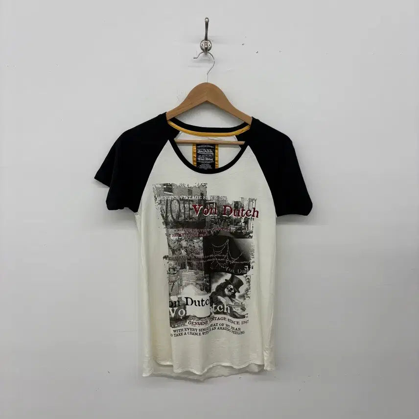 [SOLD OUT] 본더치 블랙/화이트 7부 티셔츠 여성L