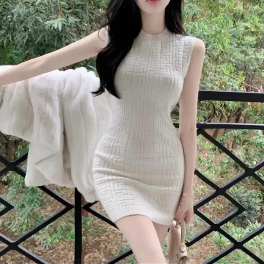 [BUNJANG] Imported Ribbed Slim Sleeveless Dress / 새상품) 수입의류 골지 슬림 섹시글램 민소매 원피스