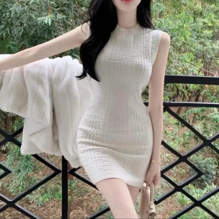 [BUNJANG] Imported Ribbed Slim Sleeveless Dress / 새상품) 수입의류 골지 슬림 섹시글램 민소매 원피스
