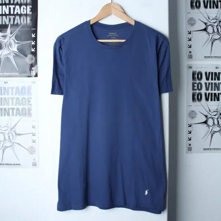 [BUNJANG] Polo Ralph Lauren Short Sleeve T-Shirt Blue / (M-L) 폴로 랄프로렌 반팔 티셔츠 블루 무지 포니-7596