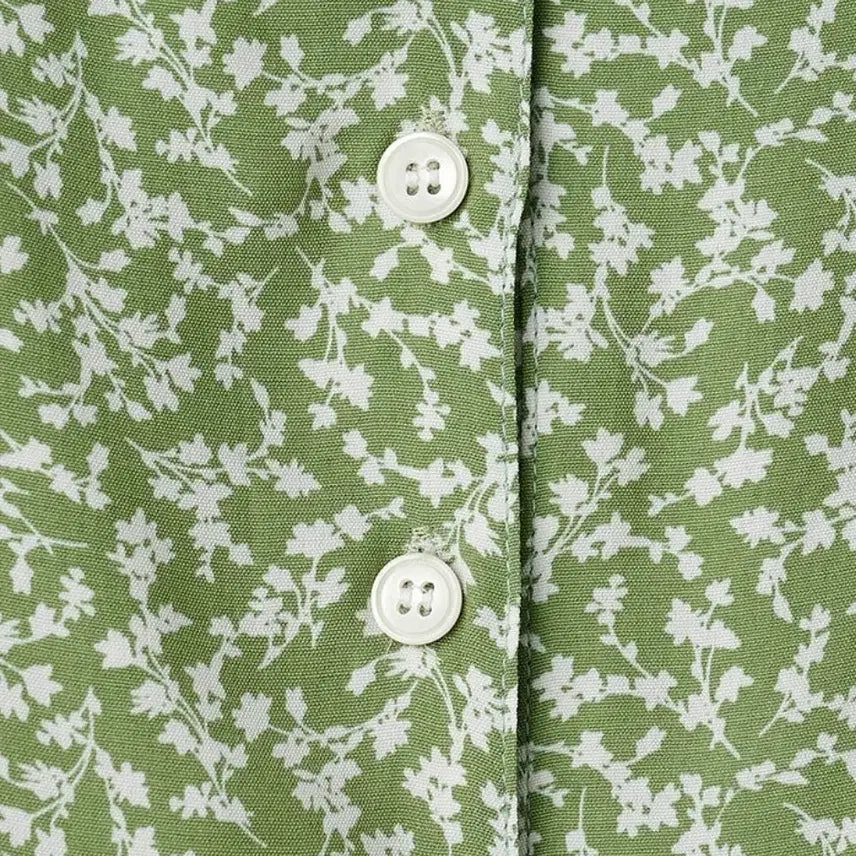 [BUNJANG] Unedit Square Mini Green Flower Dress / 언에디트 스퀘어 미니 연두색 그린 플라워 원피스