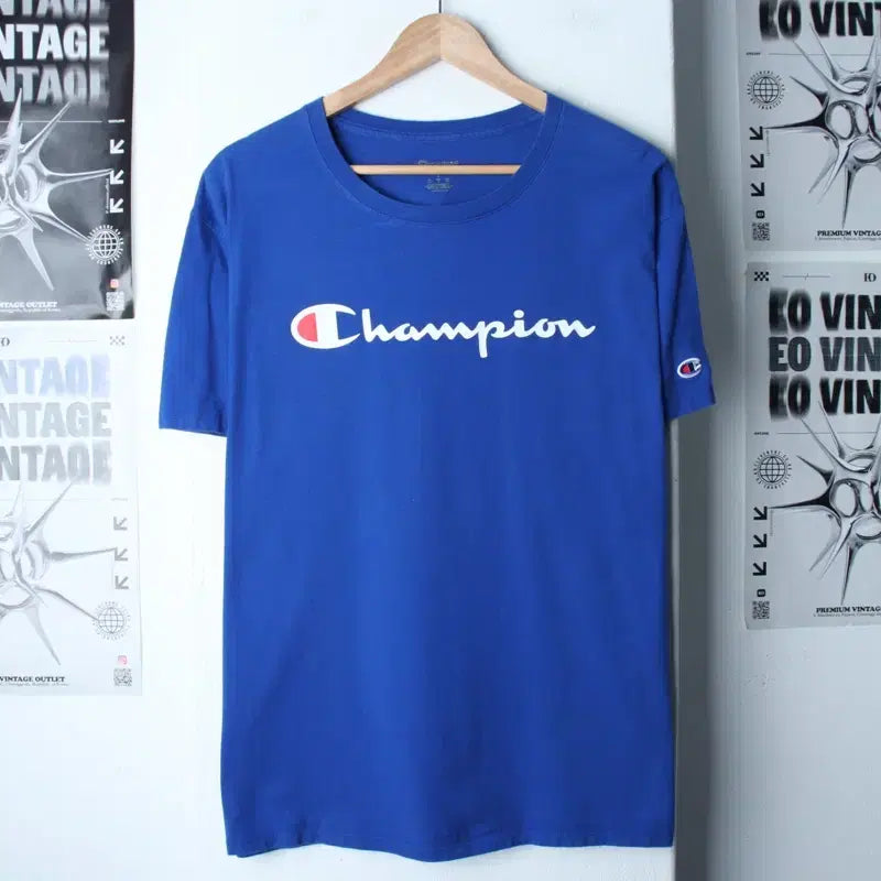 [BUNJANG] Champion Big Logo T-Shirt Blue Old School L-XL / (L-XL) 챔피온 반팔 티셔츠 빅로고 블루 올드스쿨-7599