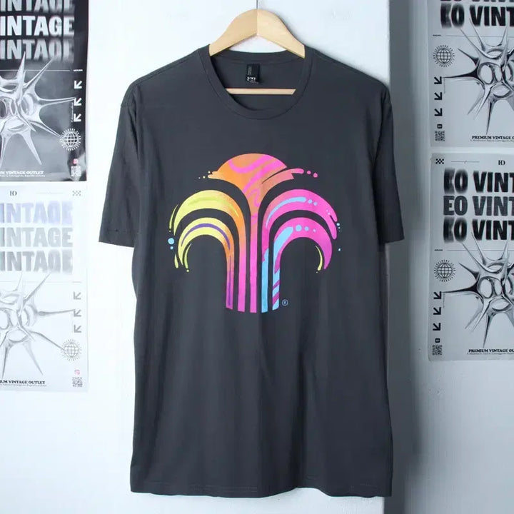 [BUNJANG] Brand Vintage Half-Sleeve T-shirt Big Printing Charcoal Old School (L-XL) / (L-XL) 브랜드빈티지 반팔 티셔츠 빅프린팅 차콜 올드스쿨-759B