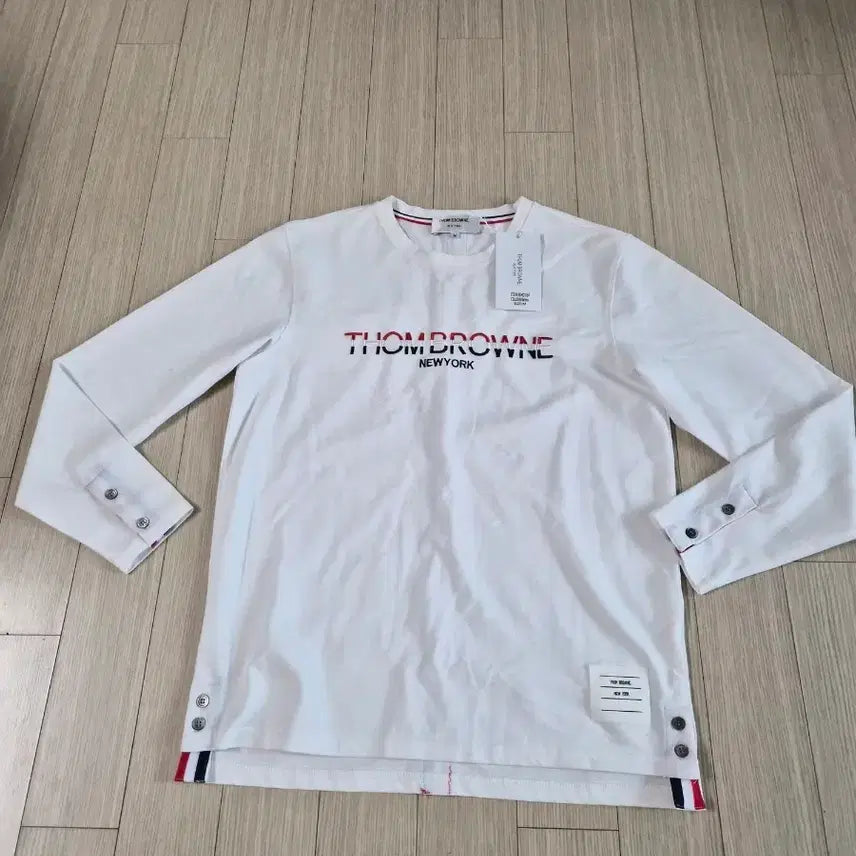 [BUNJANG] Thom Browne White Logo Long Sleeve T-Shirt / 톰브라운 화이트 로고 긴팔 티셔츠