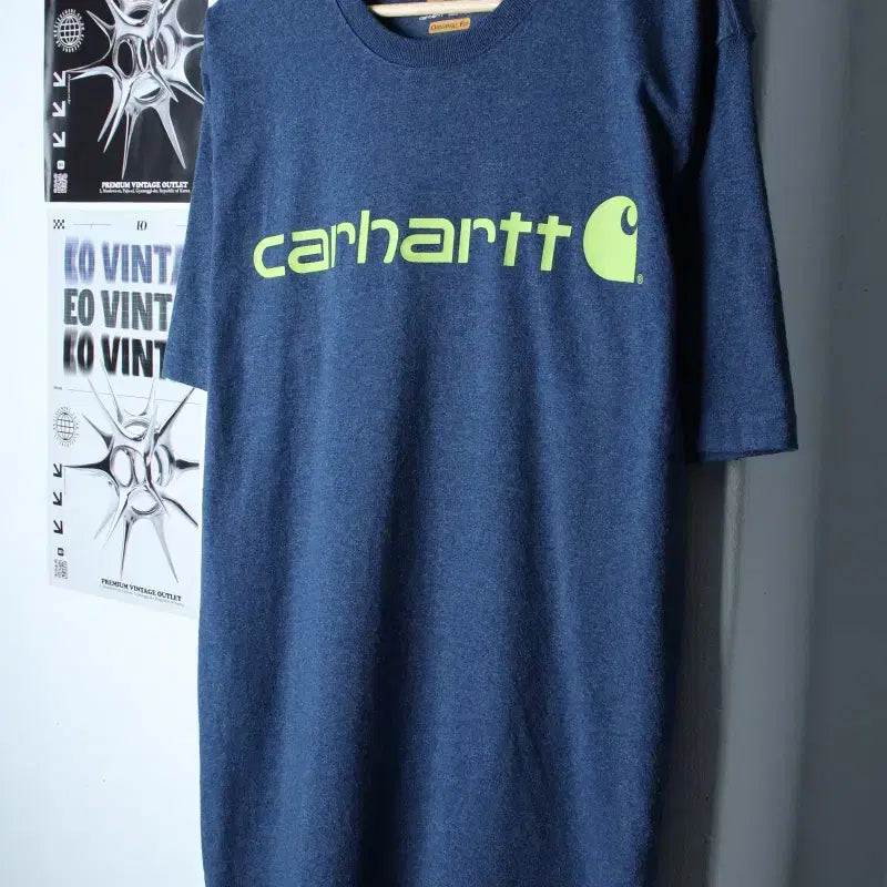 [BUNJANG] Carhartt Big Logo Short Sleeve T-Shirt Blue / (S-L) 칼하트 반팔 티셔츠 빅로고 블루 올드스쿨-759C