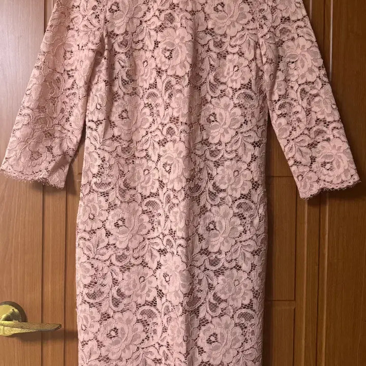 [SOLD OUT] DKNY 핑크 레이스 7부 소매 원피스