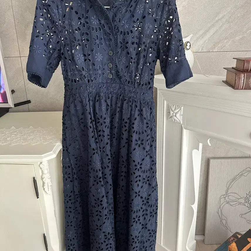 [BUNJANG] J.Crew Navy Eyelet Dress / J.Crew 네이비 아일렛 원피스