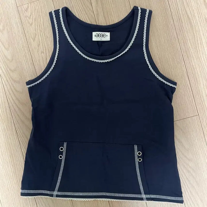 [BUNJANG] AEAE Lace Pocket Sleeveless Navy / AEAE 레이스 포켓 슬리브리스 네이비