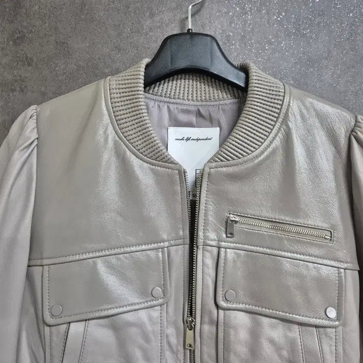 [BUNJANG] EGOIST Textured Block Blouson Short Leather Jacket / 에고이스트 텍스쳐블럭 블루종 숏 레더자켓 55 ER1LJ260