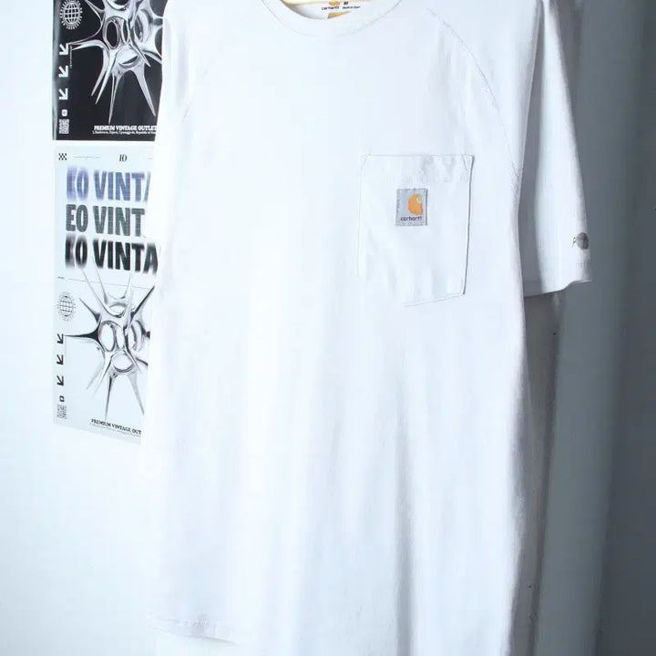 [BUNJANG] Carhartt Raglan T-Shirt White Pocket / (M-XL) 칼하트 반팔 티셔츠 사용감 나그랑 화이트 포켓-75A5