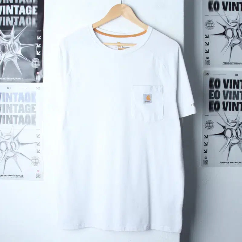 [BUNJANG] Carhartt Raglan T-Shirt White Pocket / (M-XL) 칼하트 반팔 티셔츠 사용감 나그랑 화이트 포켓-75A5
