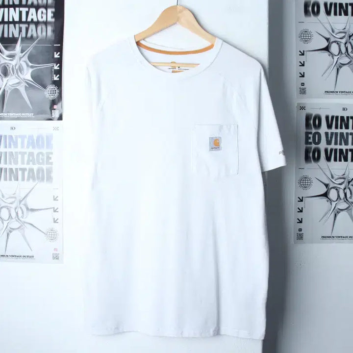 [BUNJANG] Carhartt Raglan T-Shirt White Pocket / (M-XL) 칼하트 반팔 티셔츠 사용감 나그랑 화이트 포켓-75A5