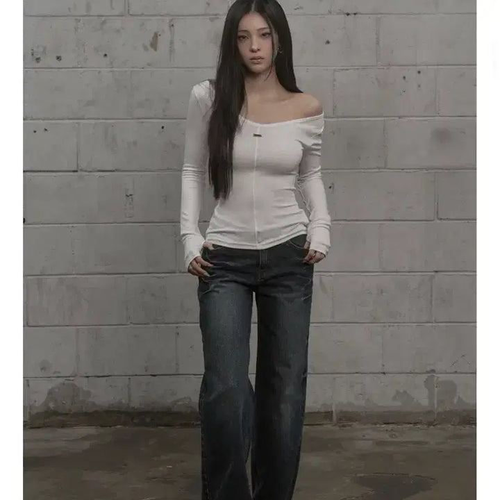 [BUNJANG] Khaki Point Records Straight Denim Jeans Blue / 카키포인트 레코드 스트레이트데님 블루