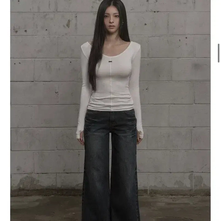 [BUNJANG] Khaki Point Records Straight Denim Jeans Blue / 카키포인트 레코드 스트레이트데님 블루
