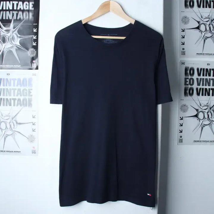 [BUNJANG] Tommy Hilfiger T-Shirt Navy / (L-XL) 타미힐피거 반팔 티셔츠 네이비 무지 기본-75A7