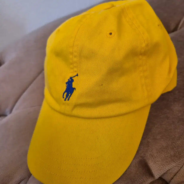 [BUNJANG] Polo Ralph Lauren Yellow Leather Trim Ball Cap / 폴로바이랄프로렌 엘로우 레더 볼캡