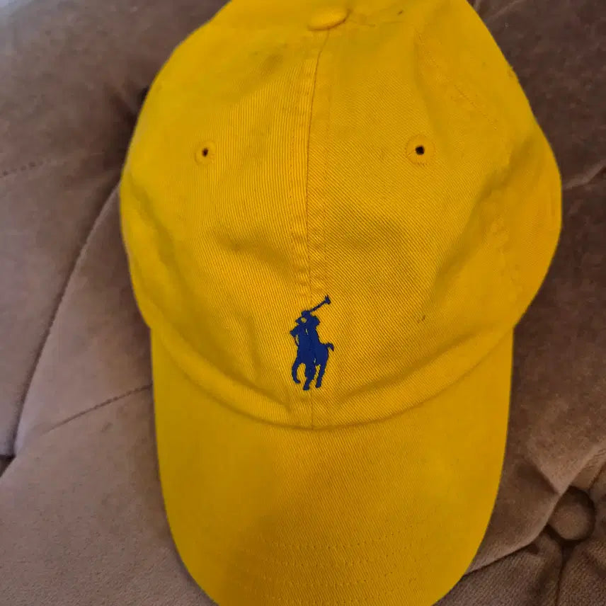 [BUNJANG] Polo Ralph Lauren Yellow Leather Trim Ball Cap / 폴로바이랄프로렌 엘로우 레더 볼캡