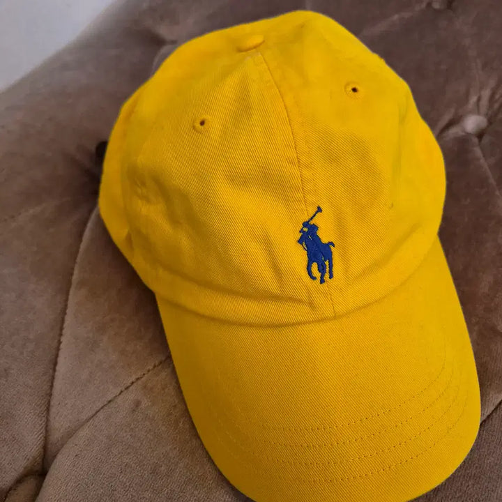 [BUNJANG] Polo Ralph Lauren Yellow Leather Trim Ball Cap / 폴로바이랄프로렌 엘로우 레더 볼캡