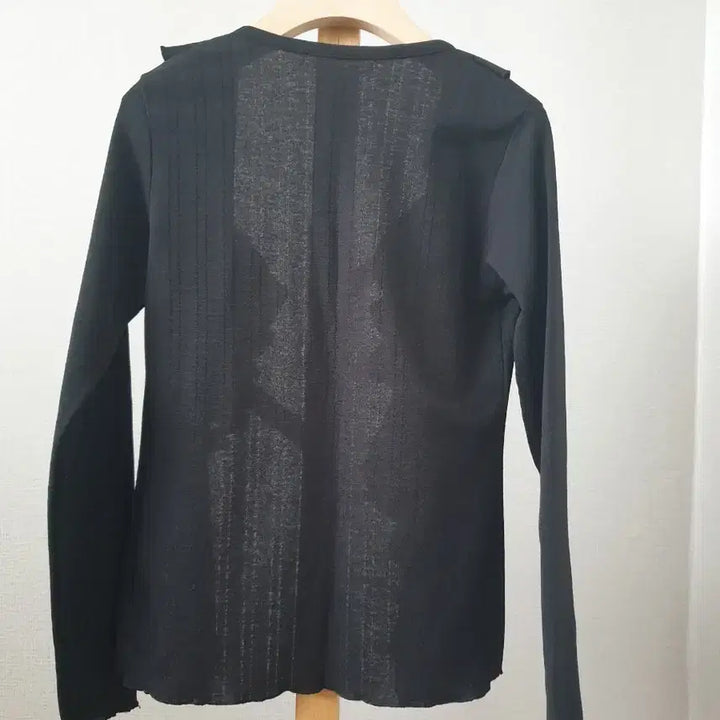 [BUNJANG] Black Ruffle Cardigan T-Shirt / 국산 블랙 프릴 장식 가디건 겸 티 신축성좋음 싸이즈F