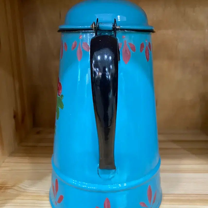 [BUNJANG] Vintage Polish Enamel Kettle Floral Hand-Painted / 빈티지 폴란드 법랑 주전자