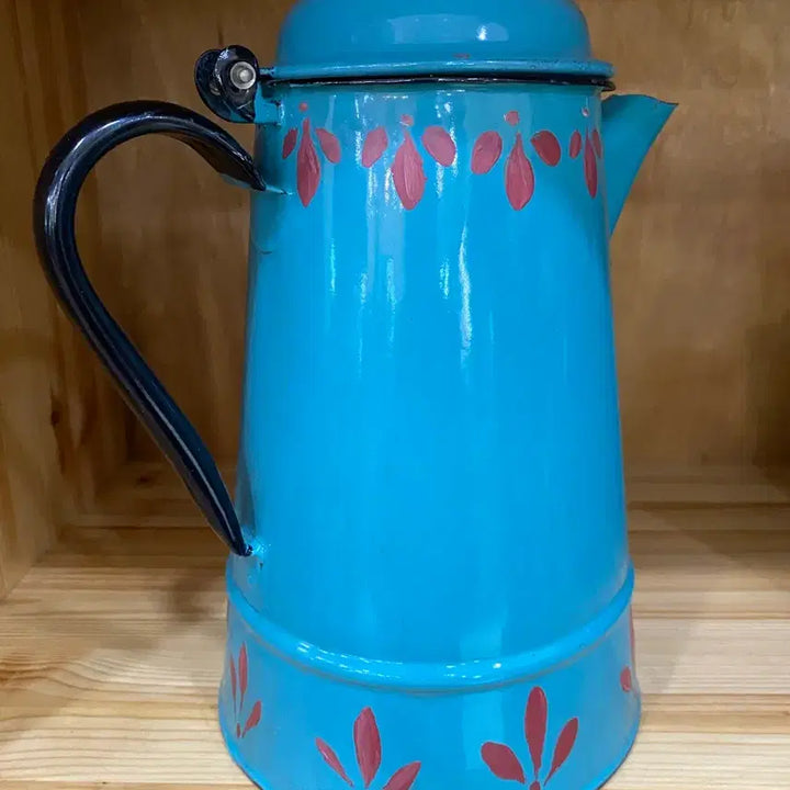 [BUNJANG] Vintage Polish Enamel Kettle Floral Hand-Painted / 빈티지 폴란드 법랑 주전자