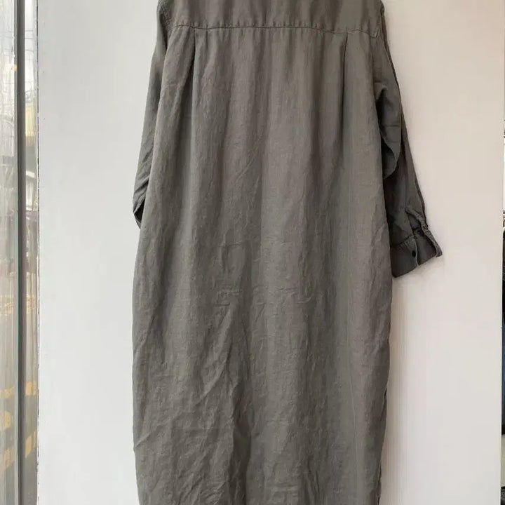 [BUNJANG] Muji Linen Shirt Dress Grey / 무인양품 그레이 린넨 셔츠 원피스
