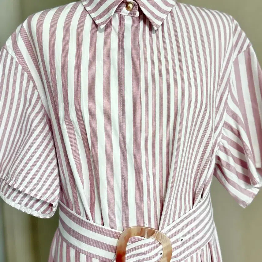 [BUNJANG] Dewl Striped Belt Shirt Dress / Dewl 스트라이프 벨트 셔츠 원피스