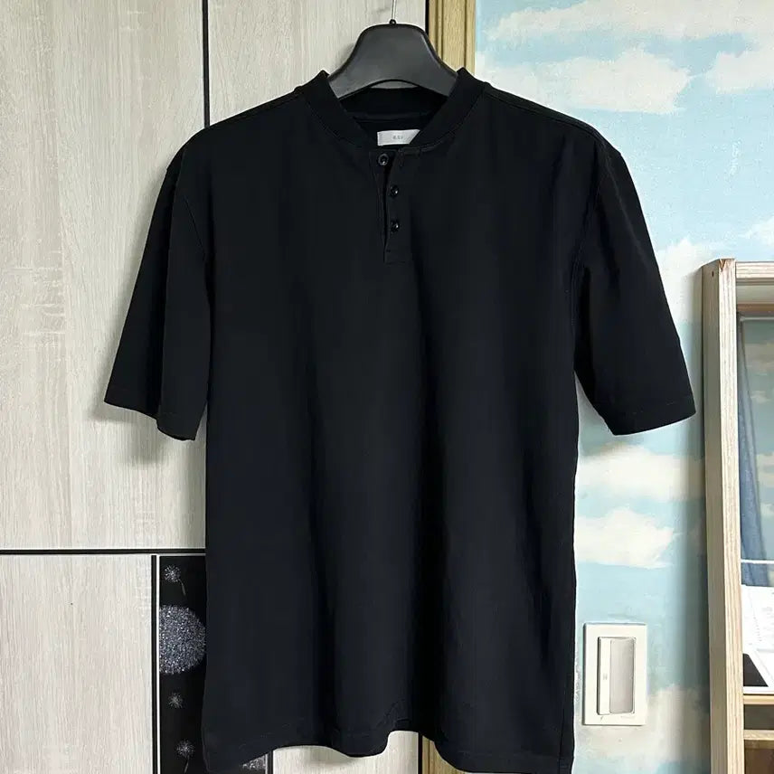 [BUNJANG] ASVIV Henly Neck Short Sleeve T-Shirt Black L / (L) 애습 헨리넥 반팔 티셔츠_블랙