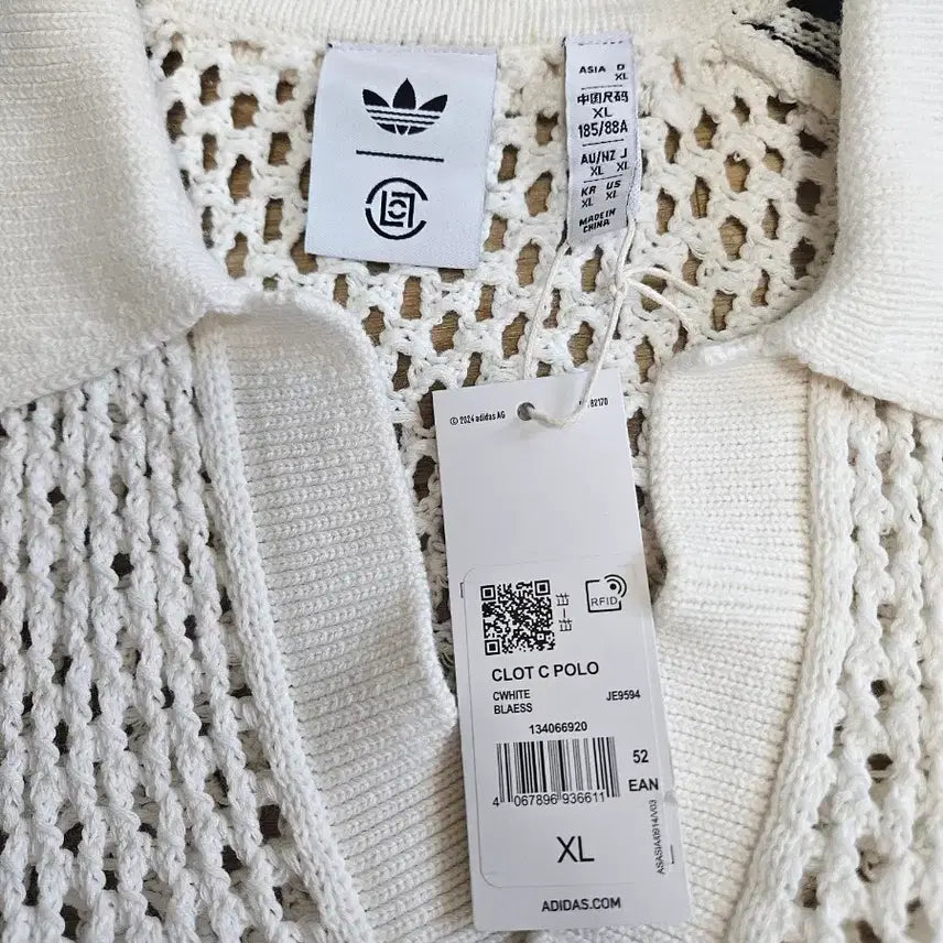 [BUNJANG] Adidas x Clot Crochet Polo T-Shirt XL / 아디다스 클랏 크로셰 폴로 티셔츠 XL