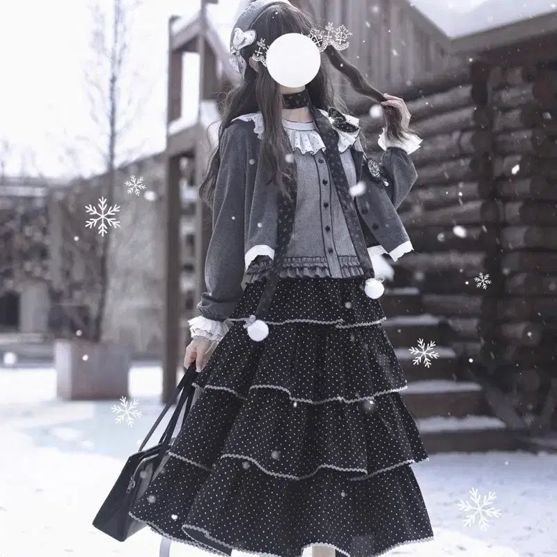 [BUNJANG] Vintage Japanese Style Wave Dot Cake Skirt / 빈티지 일본식 고오복 웨이브 도트 케이크 스커트