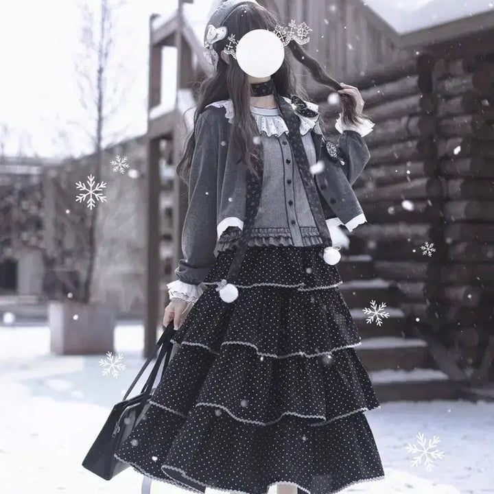 [BUNJANG] Vintage Japanese Style Wave Dot Cake Skirt / 빈티지 일본식 고오복 웨이브 도트 케이크 스커트