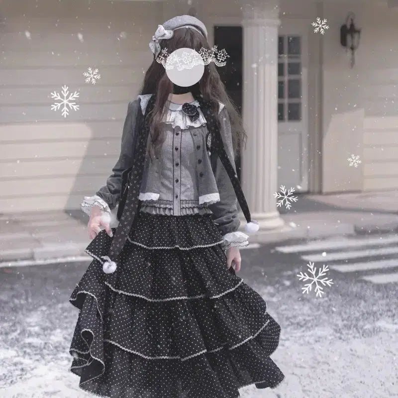 [BUNJANG] Vintage Japanese Style Wave Dot Cake Skirt / 빈티지 일본식 고오복 웨이브 도트 케이크 스커트