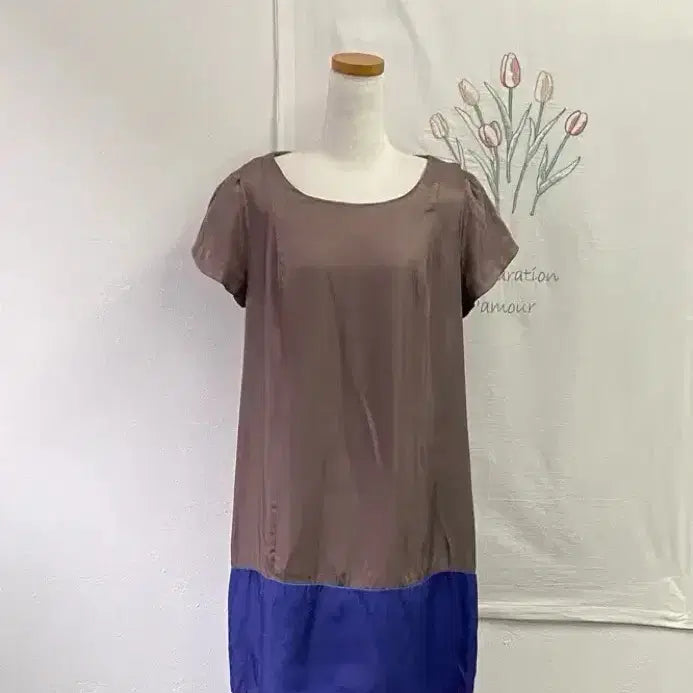 [BUNJANG] Plastic Island Navy Colorblock Short Sleeve Dress / 플라스틱 아일랜드 네이비 배색 반팔 원피스