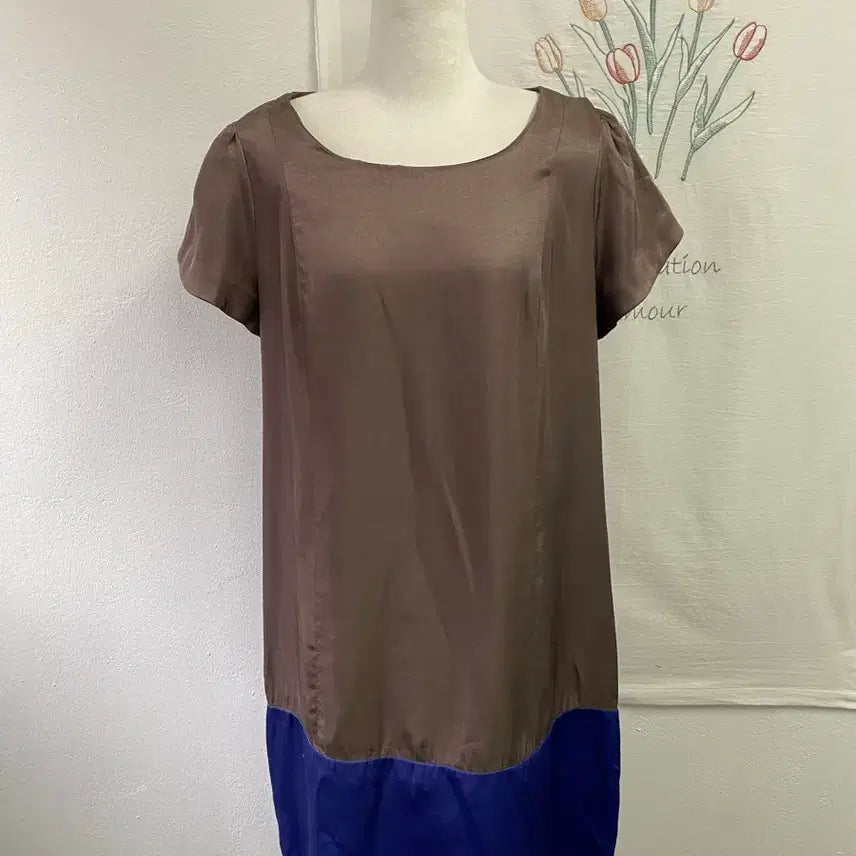 [BUNJANG] Plastic Island Navy Colorblock Short Sleeve Dress / 플라스틱 아일랜드 네이비 배색 반팔 원피스