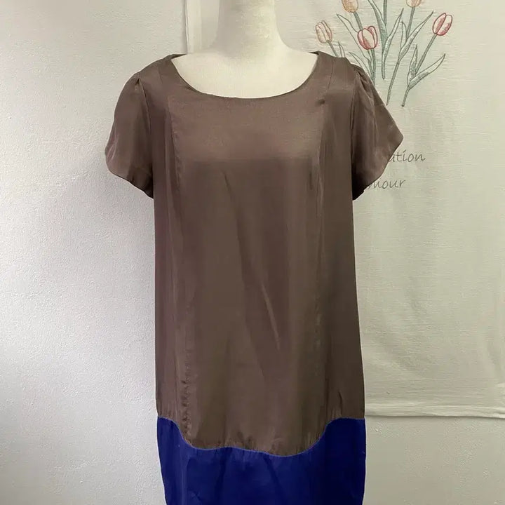 [BUNJANG] Plastic Island Navy Colorblock Short Sleeve Dress / 플라스틱 아일랜드 네이비 배색 반팔 원피스