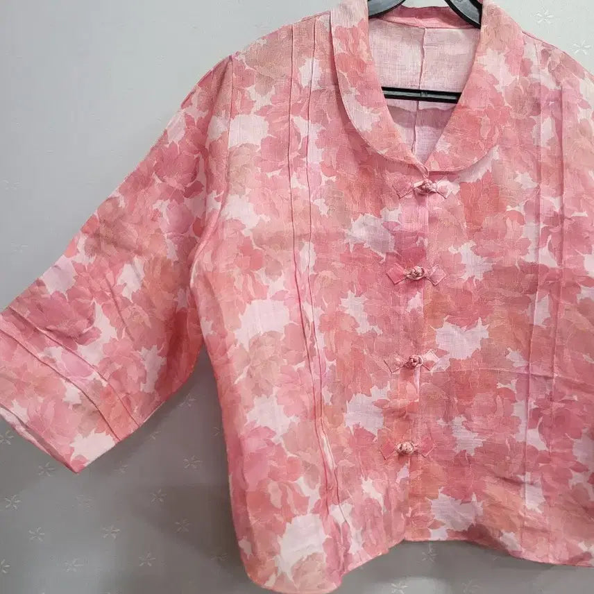 [BUNJANG] Pink Floral Pattern Linen Hanbok Jeogori / 77)모시저고리