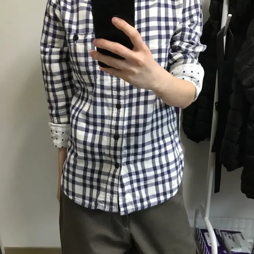 [BUNJANG] Check Dot Shirt / 체크도트셔츠