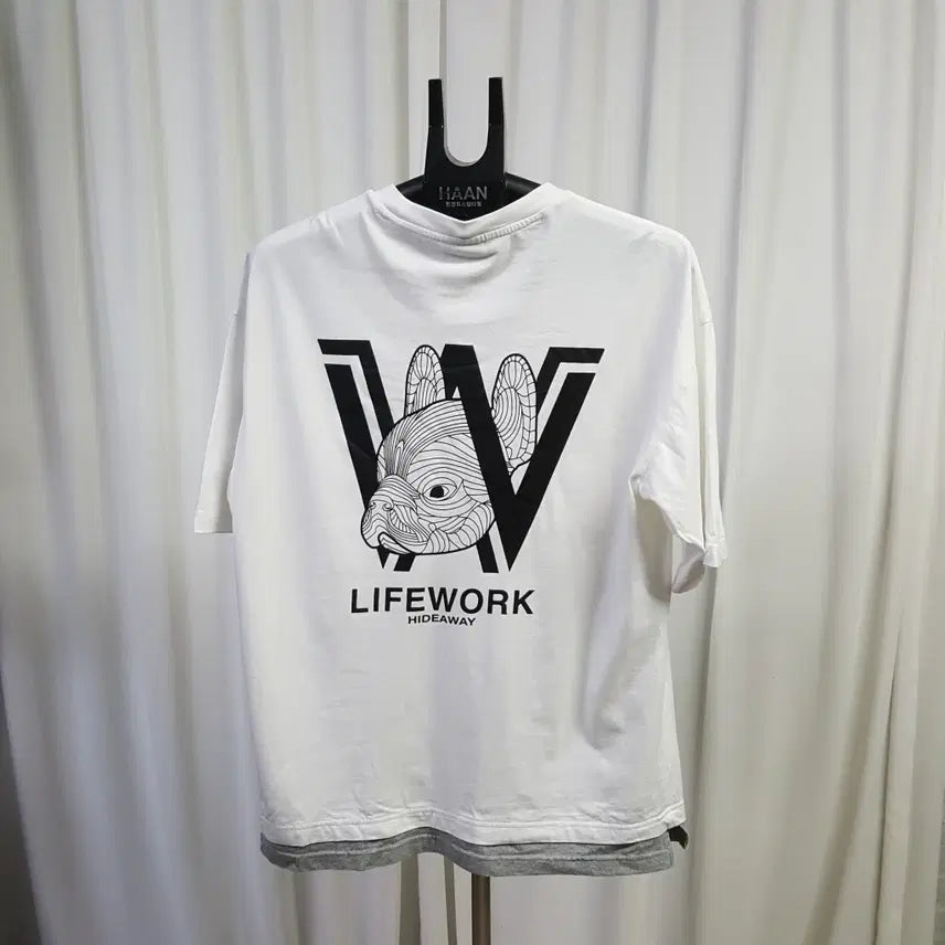 [SOLD OUT] 라이프워크 남성 레이어드 반팔 티셔츠 화이트 105추천 오일장 0331