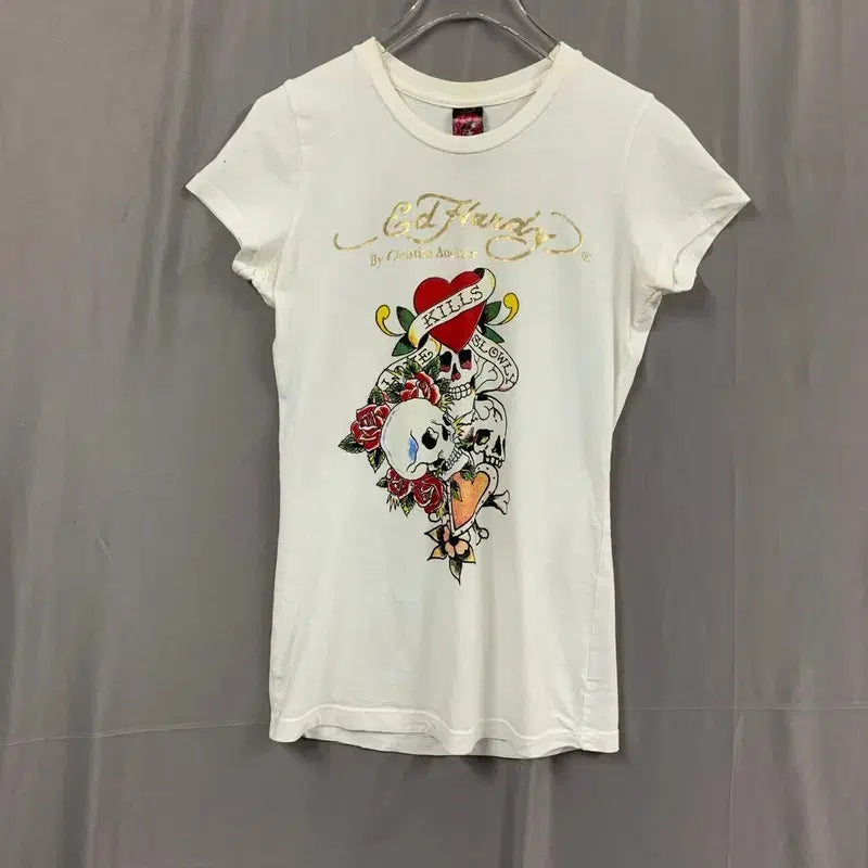 [SOLD OUT] S 에드하디 스컬 프린팅 y2k 반팔티