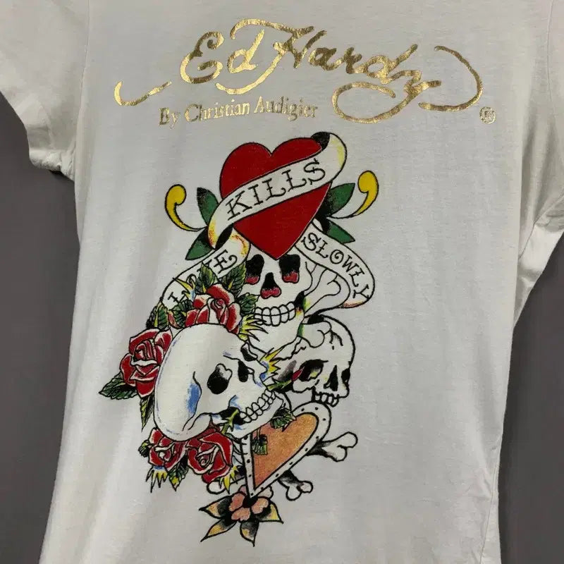 [SOLD OUT] S 에드하디 스컬 프린팅 y2k 반팔티