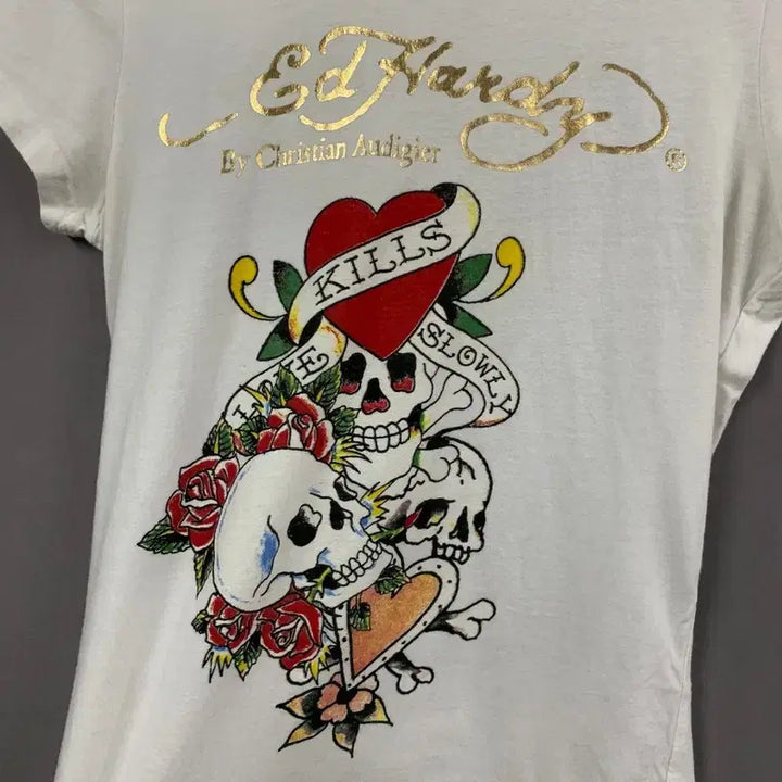 [SOLD OUT] S 에드하디 스컬 프린팅 y2k 반팔티