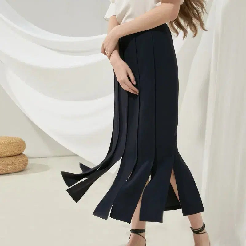 [BUNJANG] Collaboratory Slit Skirt (Navy, Size M) / 콜라보토리 슬릿 스커트