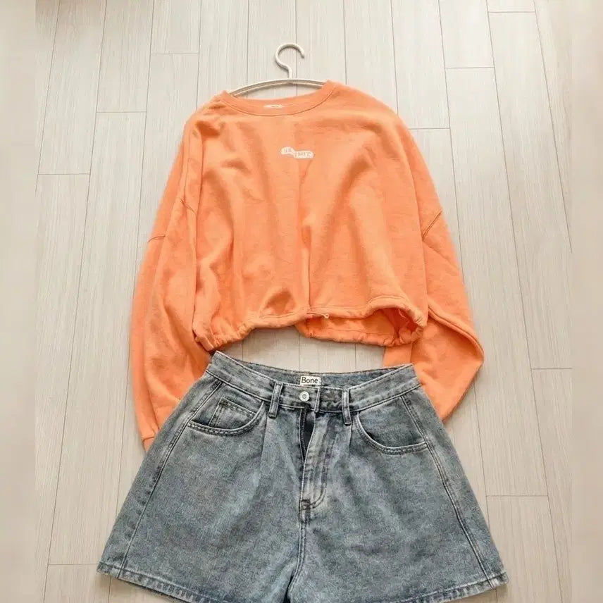 [BUNJANG] XEXYMIX High Neck Crop String Sweatshirt Orange / [젝시믹스] 하이넥 크롭 스트링 맨투맨 (오렌지/F)