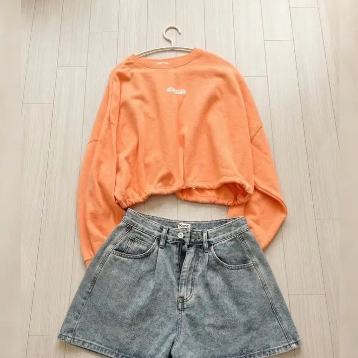 [BUNJANG] XEXYMIX High Neck Crop String Sweatshirt Orange / [젝시믹스] 하이넥 크롭 스트링 맨투맨 (오렌지/F)