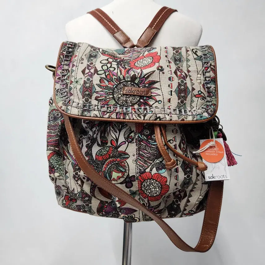[BUNJANG] Sakroots Artist Circle Backpack with Owl Charm / 삭루츠(Sakroots) 아티스트 서클 패턴 백팩 (부엉이 참 포함)