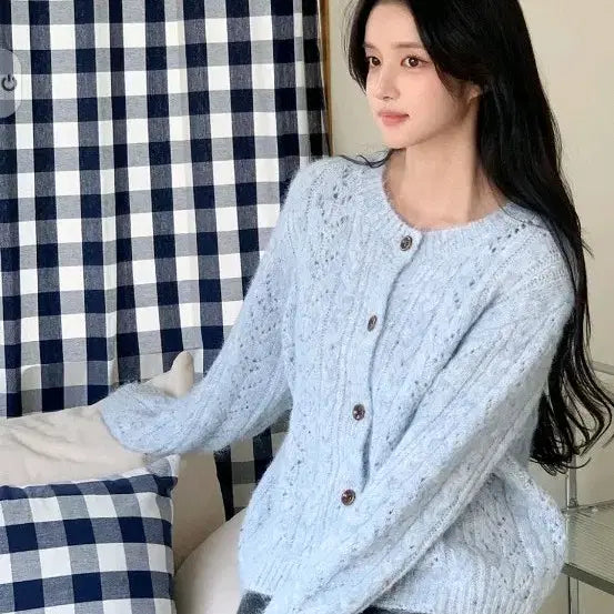 [BUNJANG] MilkCocoa Grey Thick Knit Cardigan / 밀크코코아 그레이 도톰 가디건