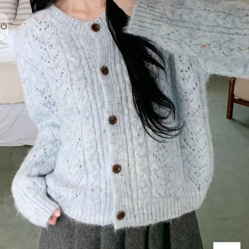 [BUNJANG] MilkCocoa Grey Thick Knit Cardigan / 밀크코코아 그레이 도톰 가디건