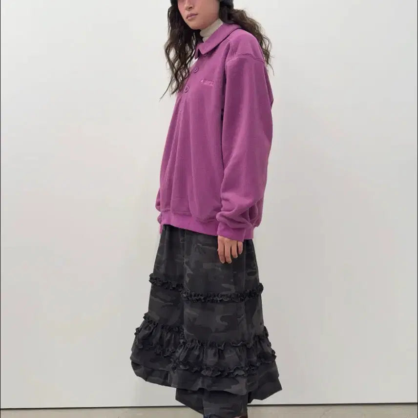 [BUNJANG] Type Service Camo Volume Skirt Charcoal / 타입서비스 카모 볼륨 스커트